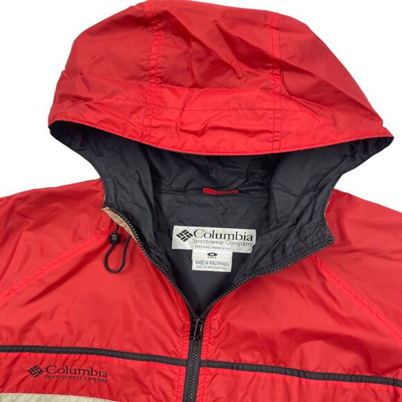 Columbia Vintage Red Hooded Windbreaker Jacket Men's Medium - Picture 3 of 10